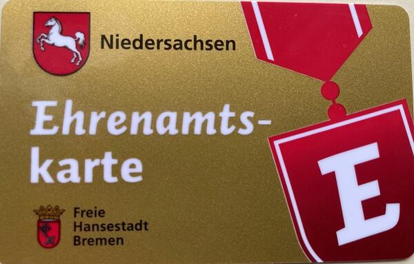Bild vergrößern: eine goldfarbende Ehrenamts Karte der freien hanse Stadt Bremen.