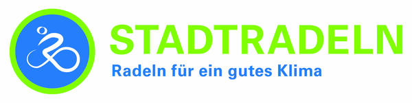 Logo von STADTRADELN mit gr&uuml;nem und blauem Schriftzug