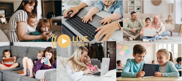 Bild vergr&ouml;&szlig;ern: Eine Collage aus Bildern von Eltern mit Kindern in allen Altersklassen