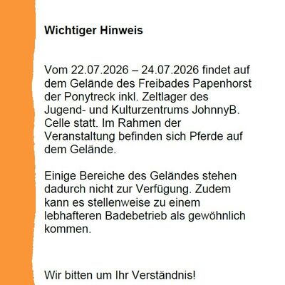Bild vergr&ouml;&szlig;ern: Ponytreck vom 22.07.-24.07.2026 im Freibad Papenhorst