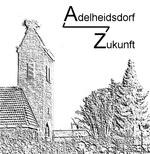 Bild vergrößern: Logo der Gemeinde Adelheidsdorf, auf dem links die Kirche und rechts große Bäume zu sehen sind.